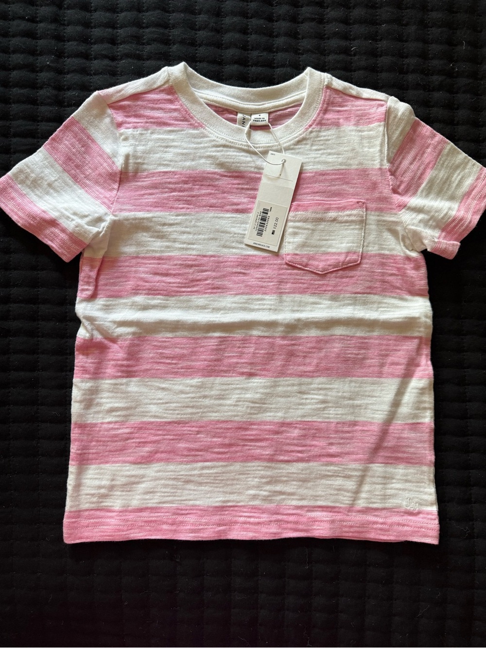 Janie and Jack Pink and White Striped Pocket Tee